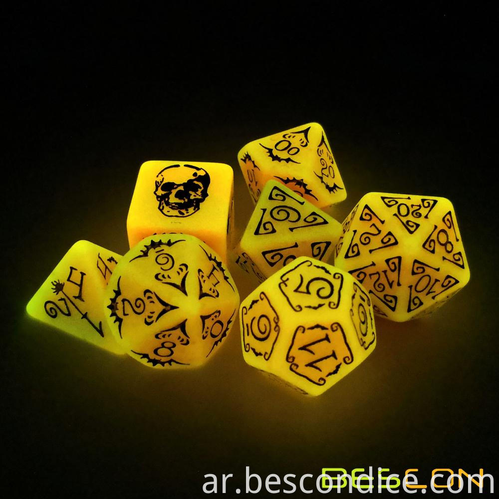 Luminous Halloween Rpg Dice Set Pumpkin Color 6